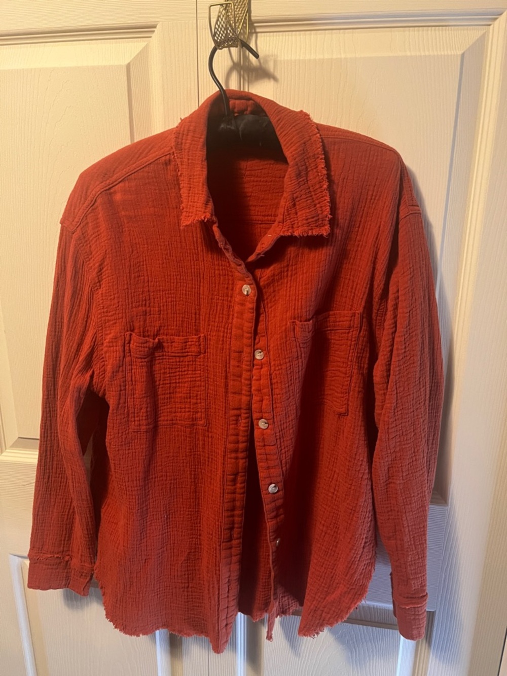 LA MIEL Brick Red Textured Button-Up Shirt